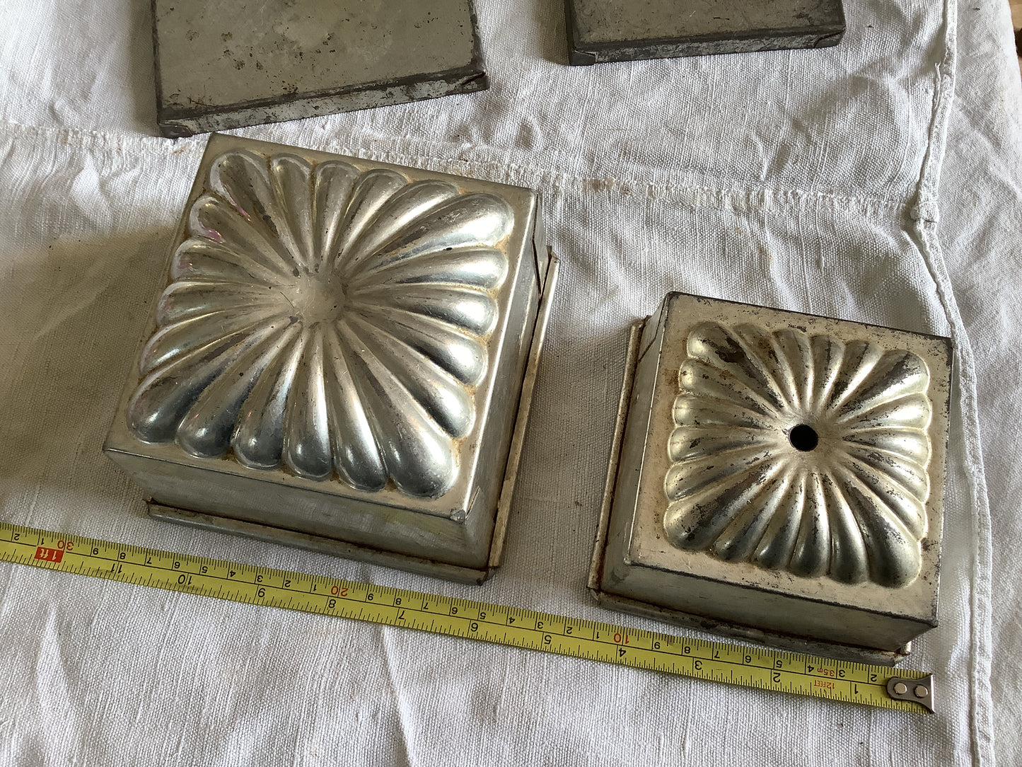 Set of Two ice cream molds / moulds, made in France 1900s with lids Matfer name on larger mould.