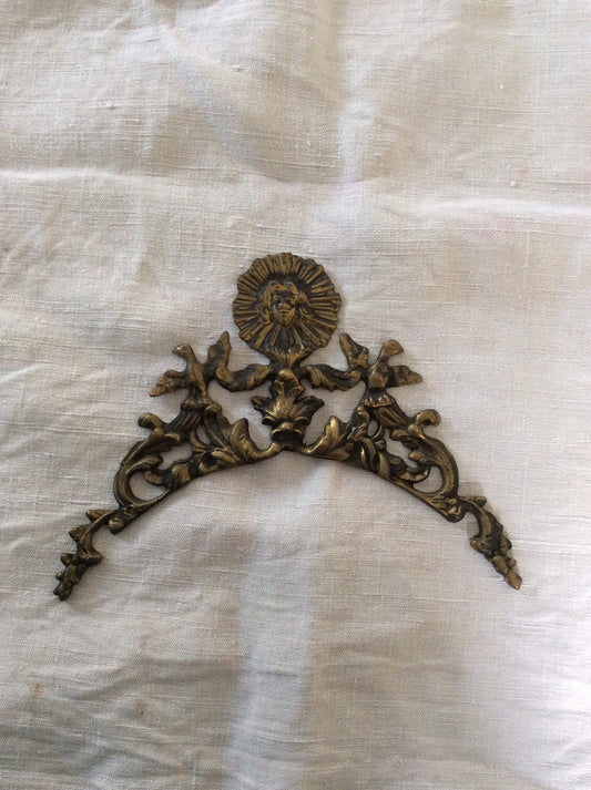 Antique French Clock Piece Sun motif Ormolu Brass Decorative Vintage Hardware for Furniture 1920s. One Piece. Made in France no. 1