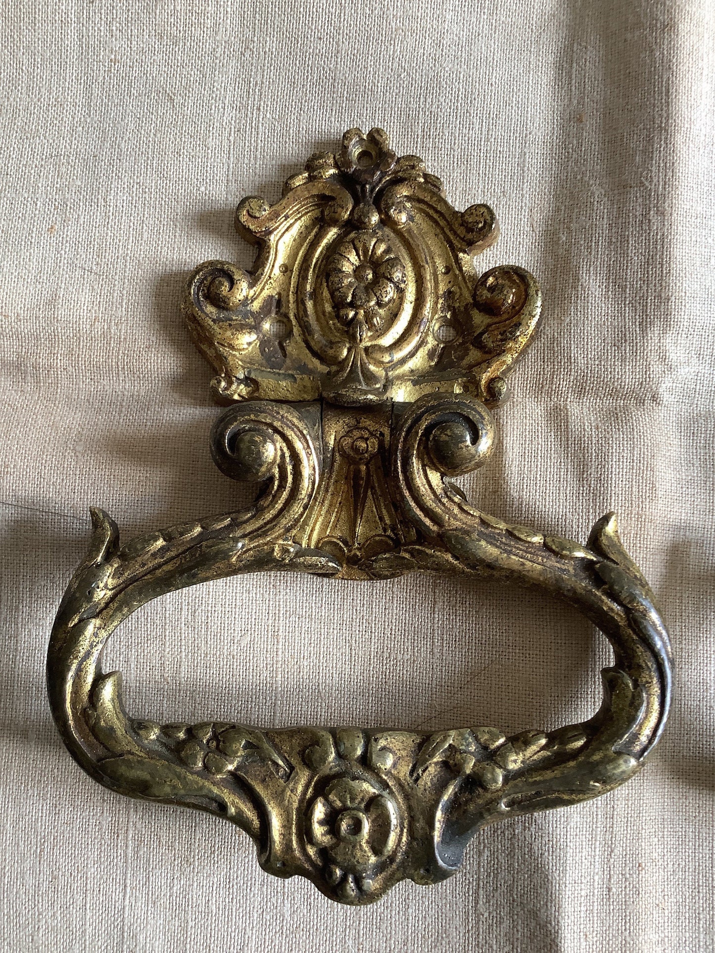 Antique Decorative Two matching Brass  Furniture Handles Ormolu Brass 1900s, made in France