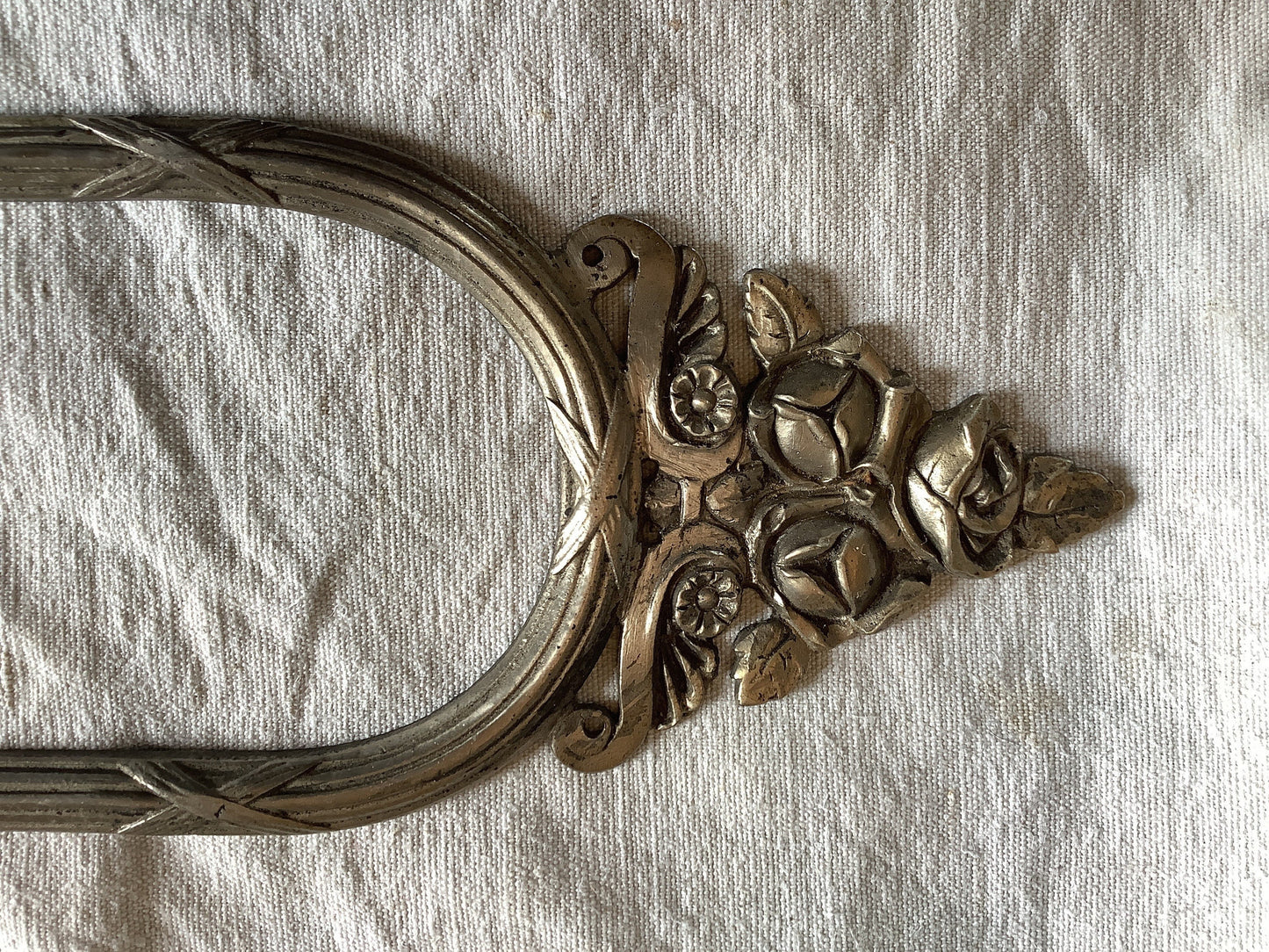 Antique French Pewter Decorative Classical Hardware / Mirror frame for Furniture 1900s One Piece made in France Roses