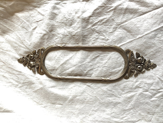 Antique French Pewter Decorative Classical Hardware / Mirror frame for Furniture 1900s One Piece made in France Roses