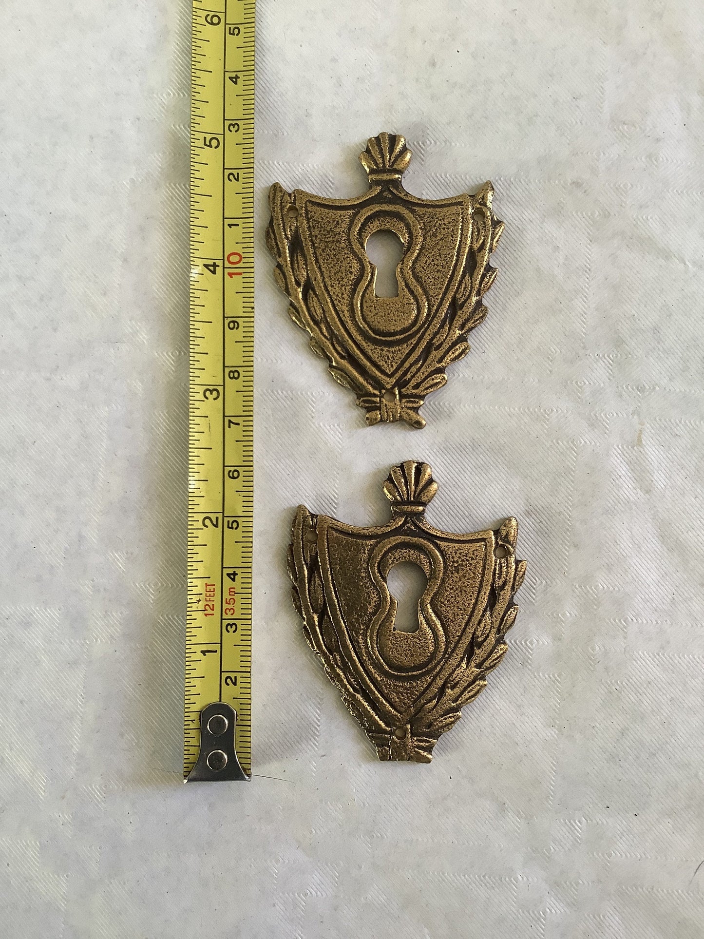 Two matching Antique Brass Keyhole Cover Escutcheon made in France in 1900s