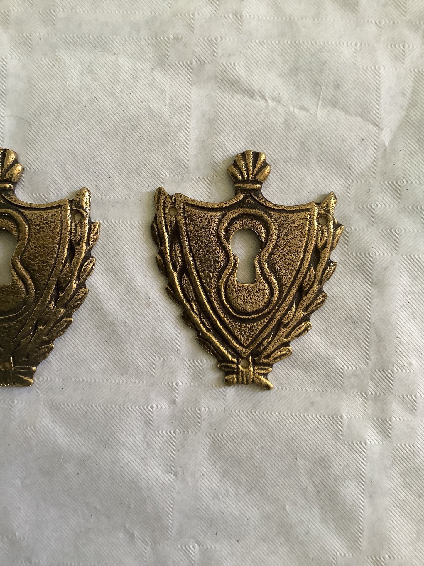 Two matching Antique Brass Keyhole Cover Escutcheon made in France in 1900s