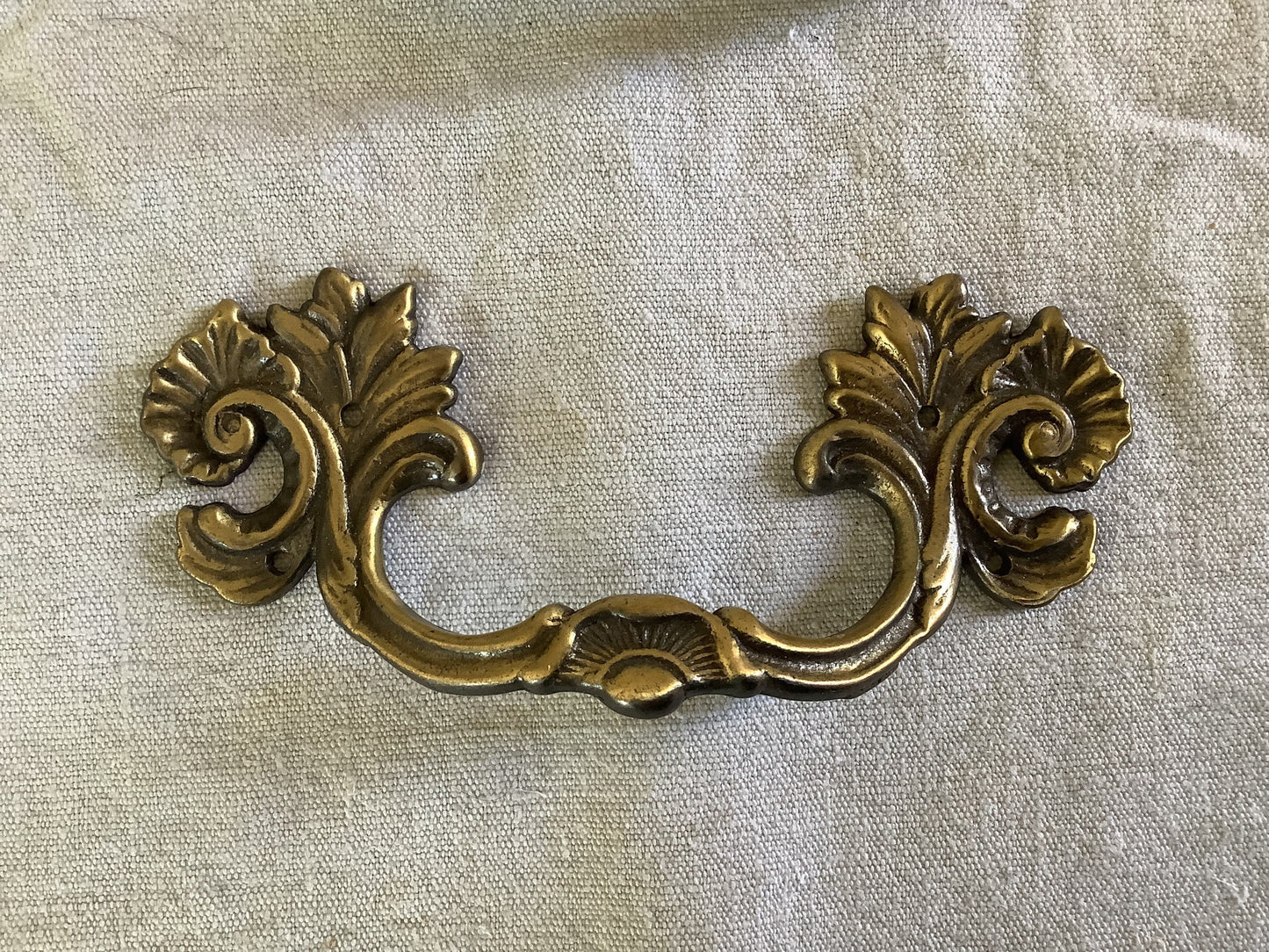 Antique Decorative Two matching Brass Furniture Handles Ormolu Brass 1950s, made in France