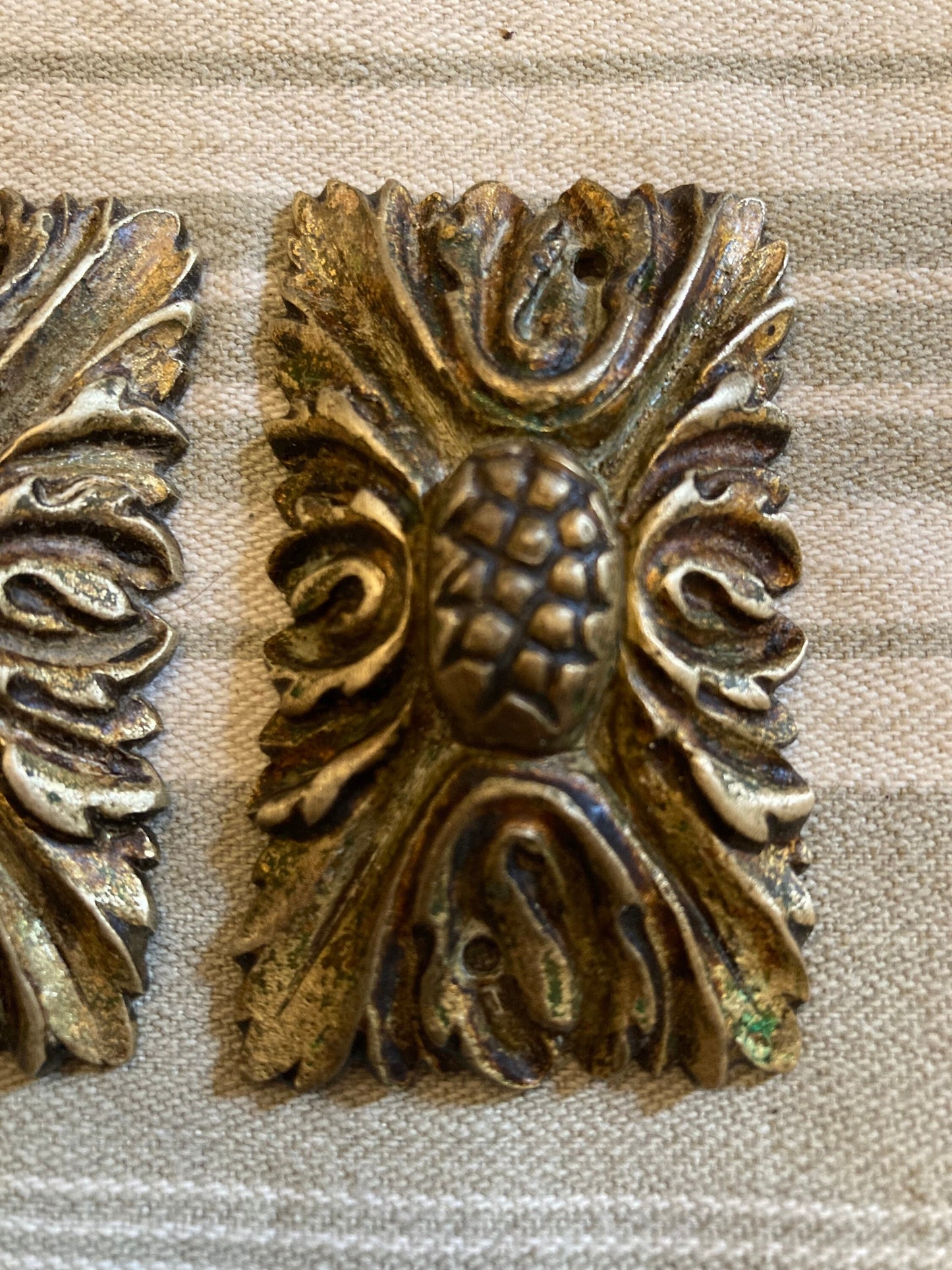 Antique French Ormolu Gilt Decorative Hardware Furniture 1940s Two  pieces Made in France