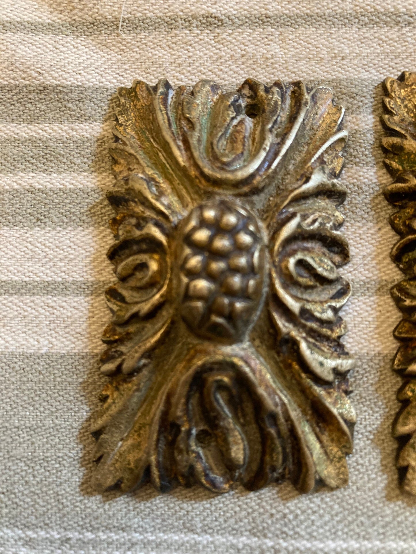 Antique French Ormolu Gilt Decorative Hardware Furniture 1940s Two  pieces Made in France