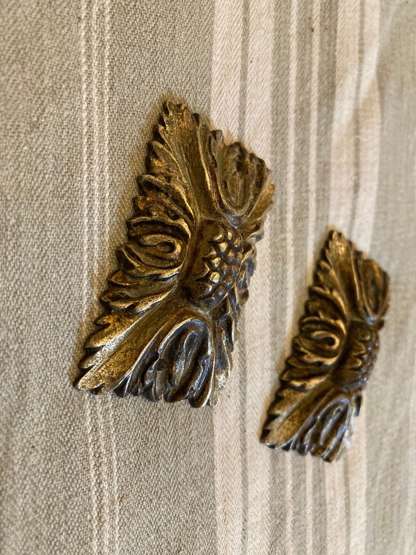 Antique French Ormolu Gilt Decorative Hardware Furniture 1940s Two  pieces Made in France