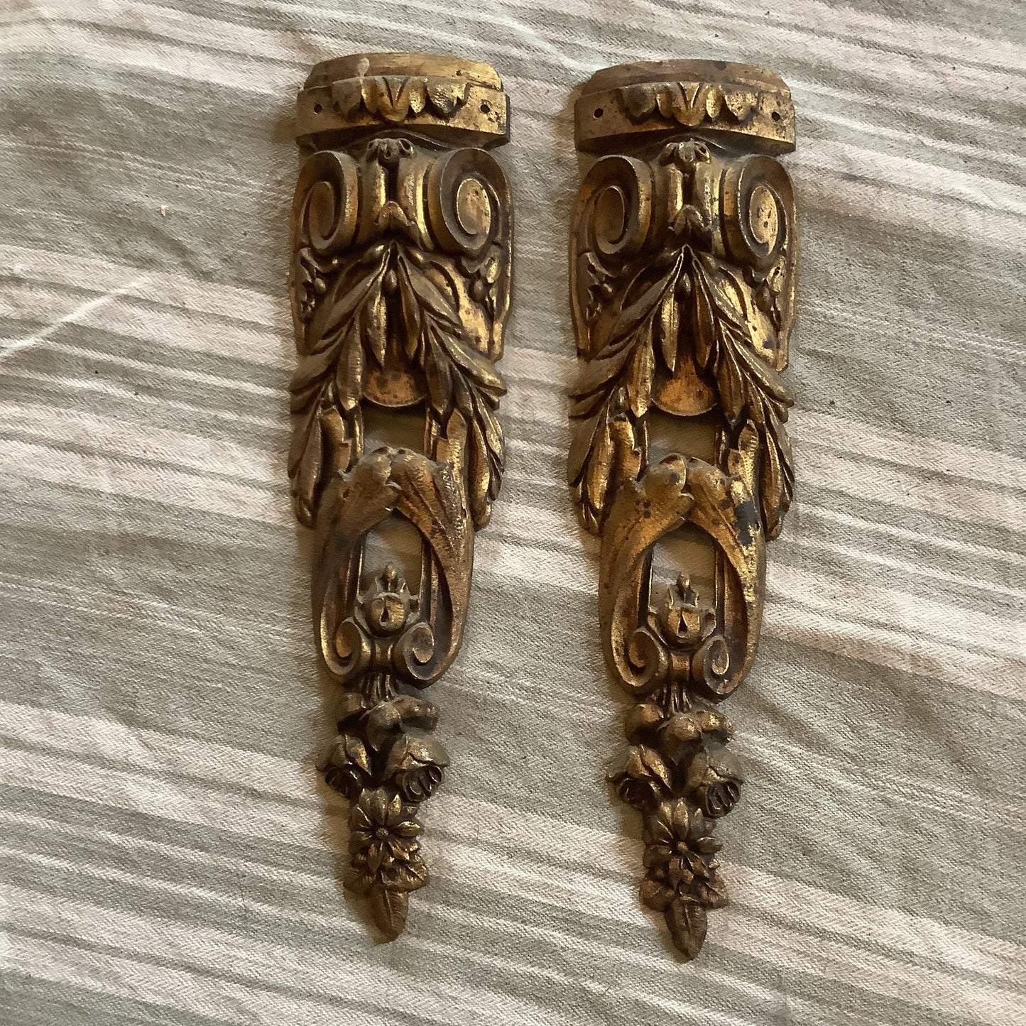 Antique French Ormolu Guilt Decorative Hardware Furniture 1940s Two pieces Made in France