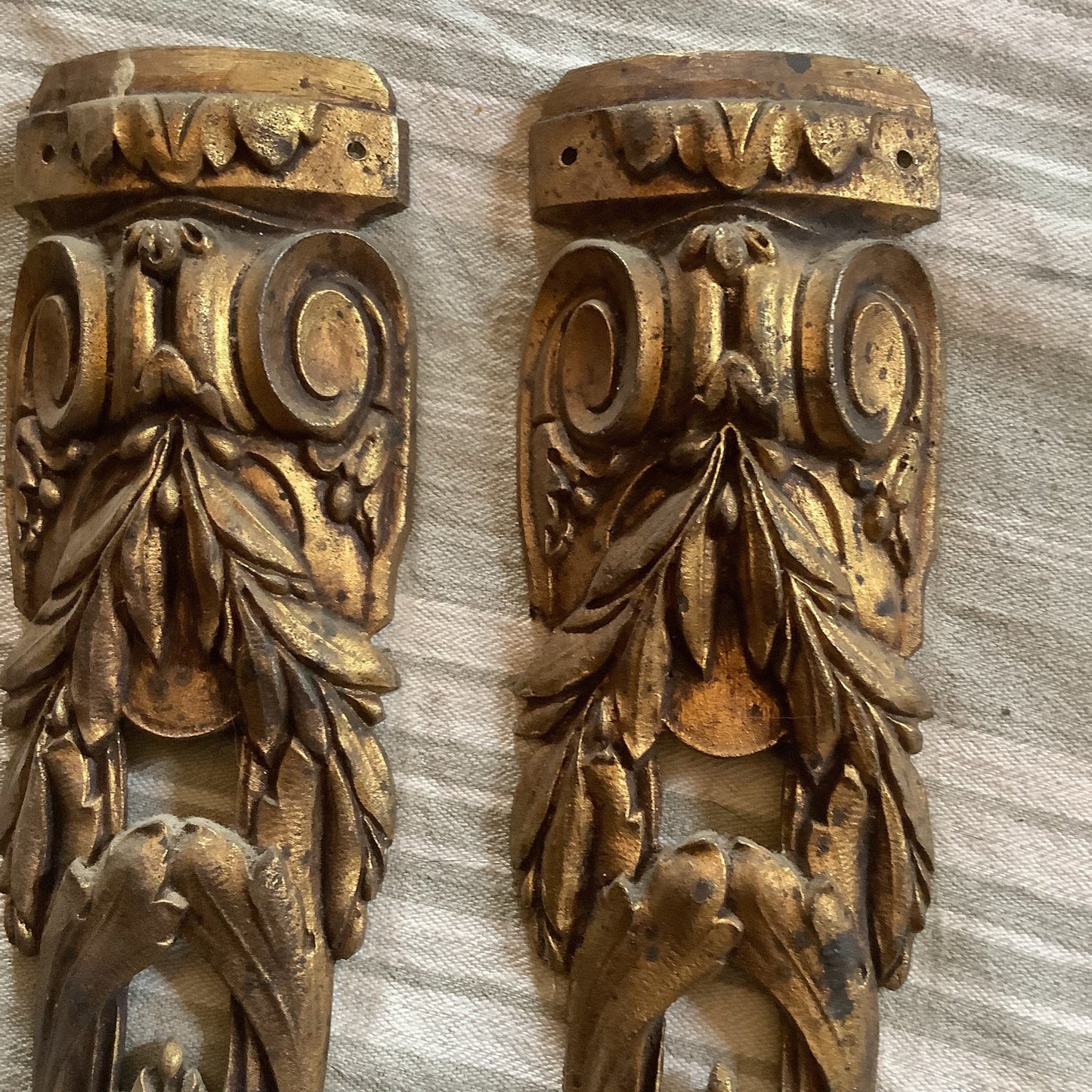 Antique French Ormolu Guilt Decorative Hardware Furniture 1940s Two pieces Made in France