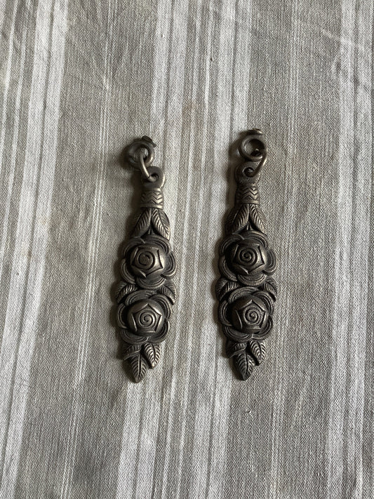 Antique 1900s Large Pair of Quality Pewter Ormolu Two matching Curtain Cord Pulls made in France Unusual