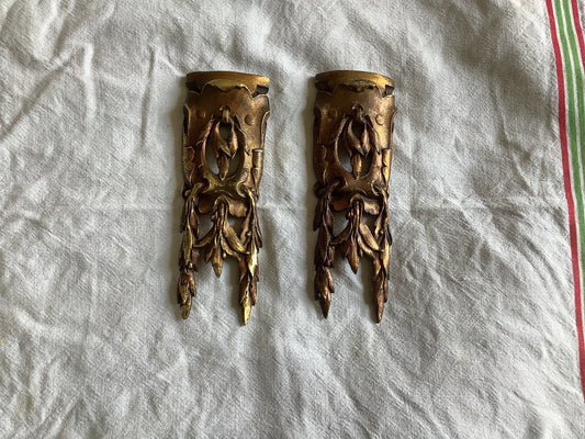 Vintage Ormolu Brass Decorative Art Deco Hardware Furniture made in France 1930s Two pieces Quality pieces