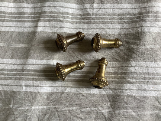 Four Matching Vintage 1940s Gilded Brass Curtain Cord Pulls made in France