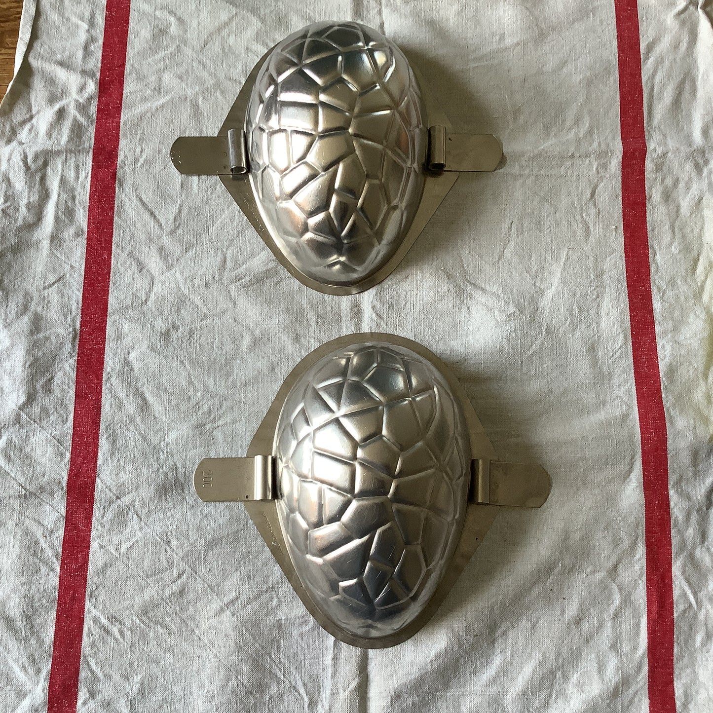 1950s large chocolate candy Easter Egg mould / mold metal cast, made in a France Easter professional Made by Matfer inoxydable size 200 mm