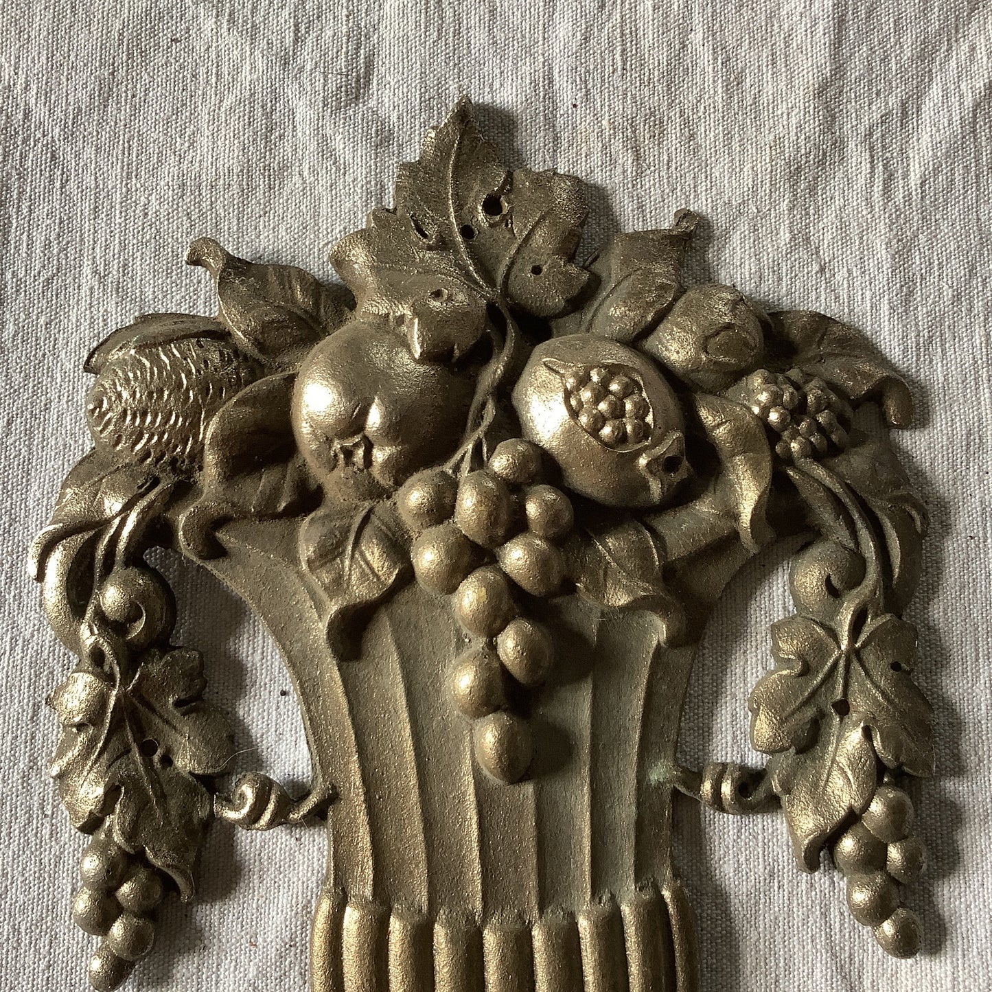 Antique French Silver Pewter Decorative Classical Hardware for Furniture 1900s One Piece made in France Classical vase with fruit