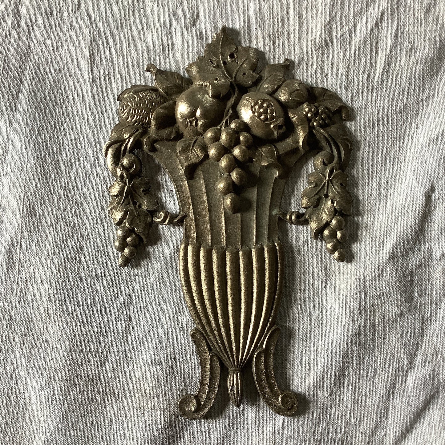 Antique French Silver Pewter Decorative Classical Hardware for Furniture 1900s One Piece made in France Classical vase with fruit