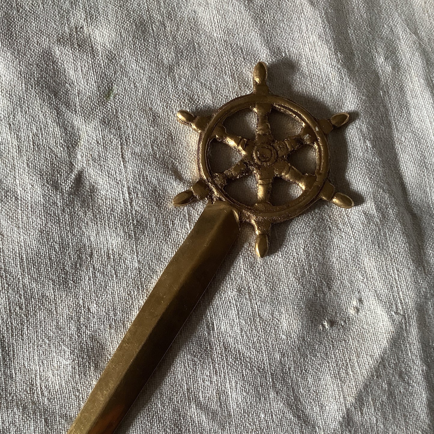 Vintage Antique 1930s Bronze Letter Opener Nautical Boat Wheel made in France