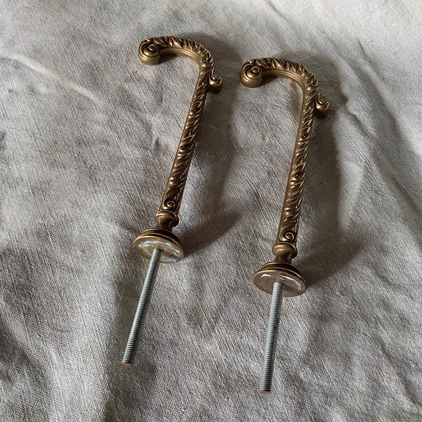 1940s French Brass Classical Antique Curtain Tiebacks One pair