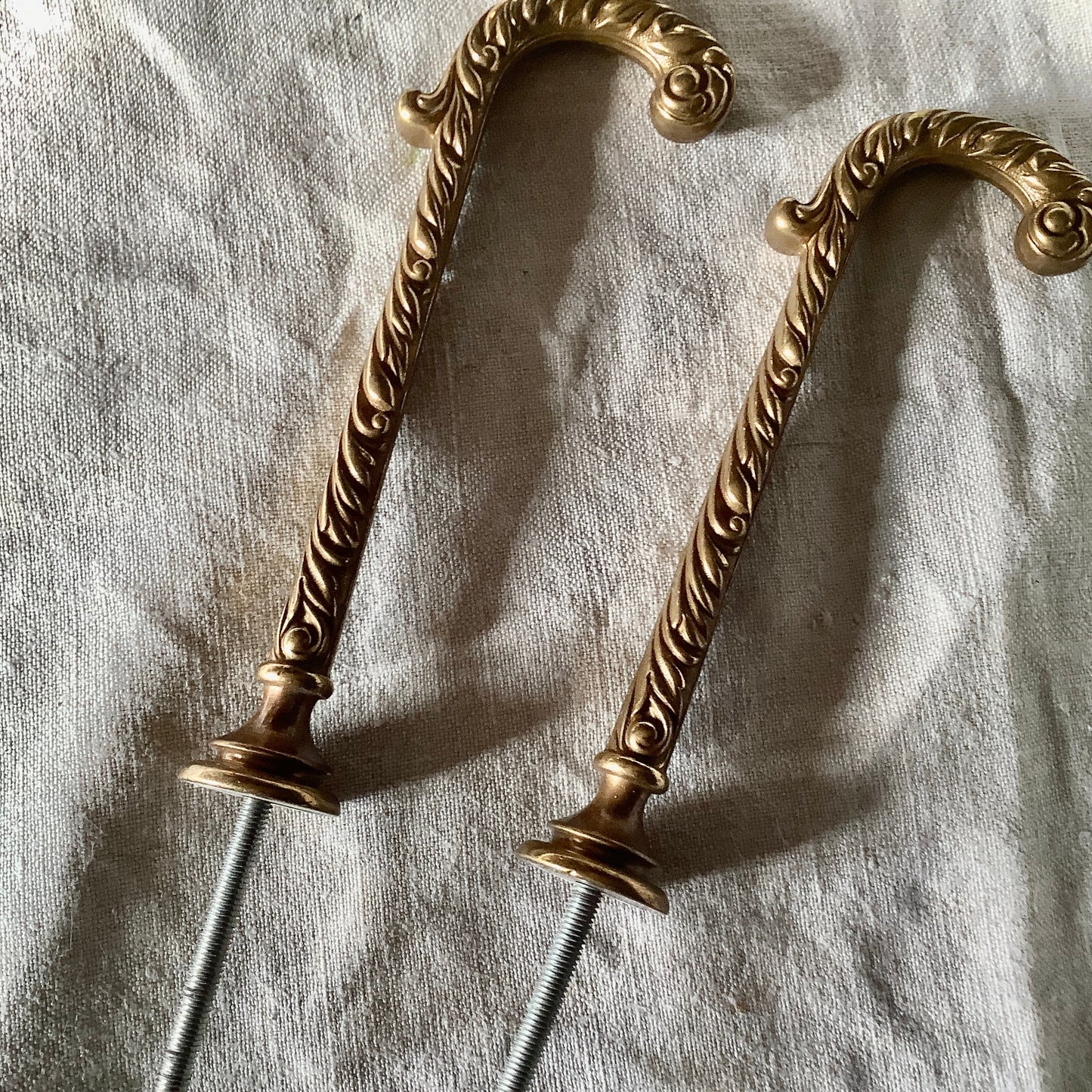 1940s French Brass Classical Antique Curtain Tiebacks One pair