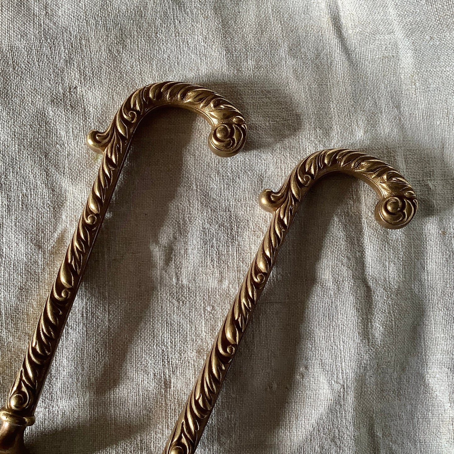 1940s French Brass Classical Antique Curtain Tiebacks One pair