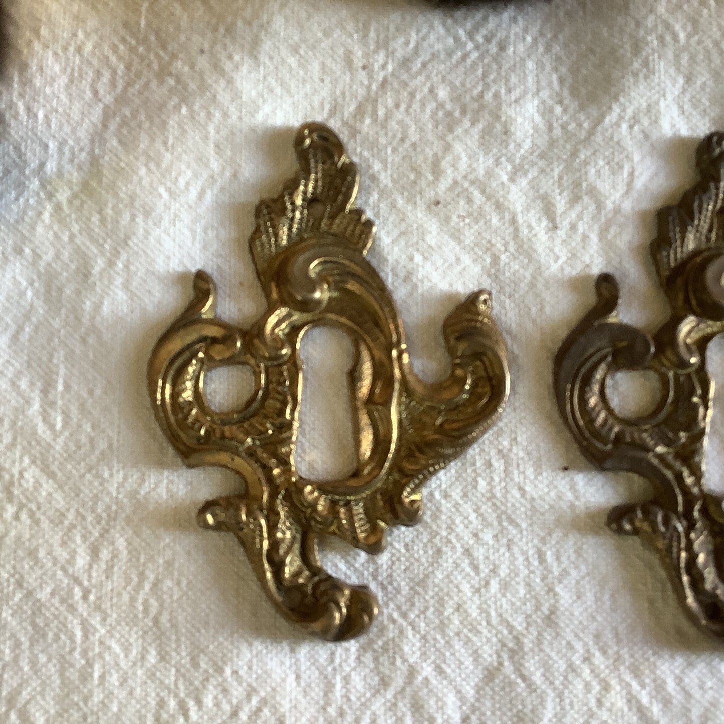 Three matching Antique Brass Keyhole Cover Escutcheon made in France in 1900s