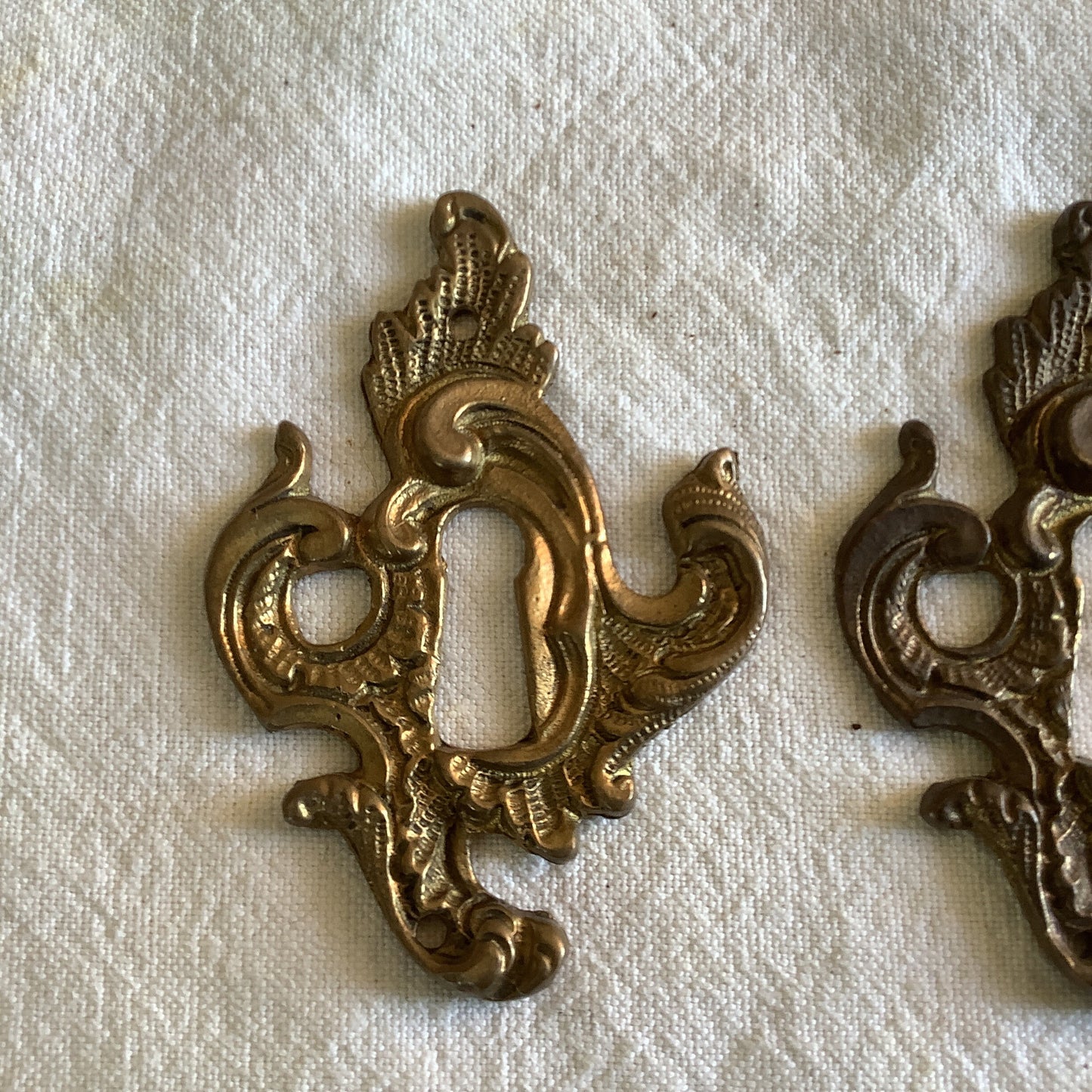 Three matching Antique Brass Keyhole Cover Escutcheon made in France in 1900s