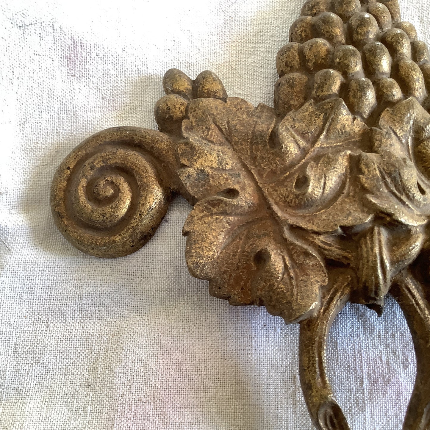 Antique French Brass Grapes with Leaves Decorative Classical Hardware for Furniture 1900s One Piece made in France Classical