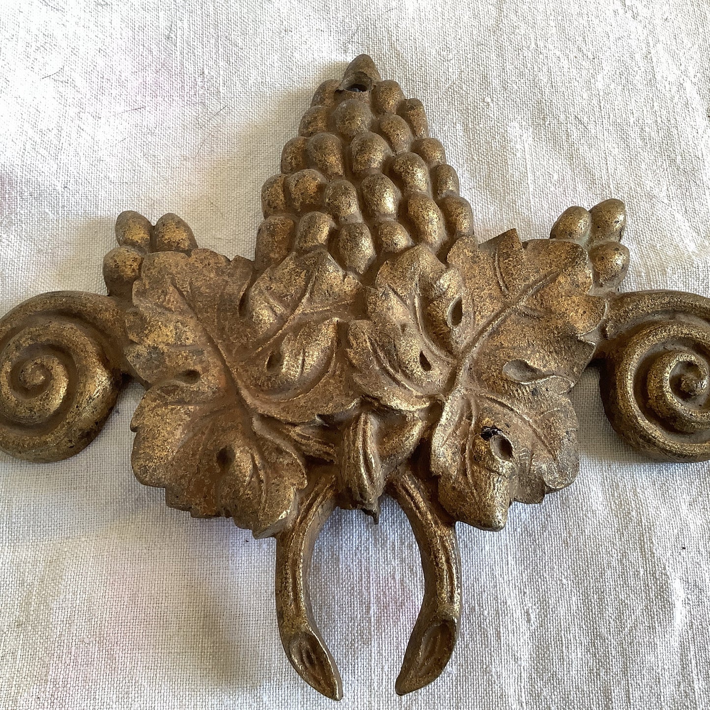 Antique French Brass Grapes with Leaves Decorative Classical Hardware for Furniture 1900s One Piece made in France Classical