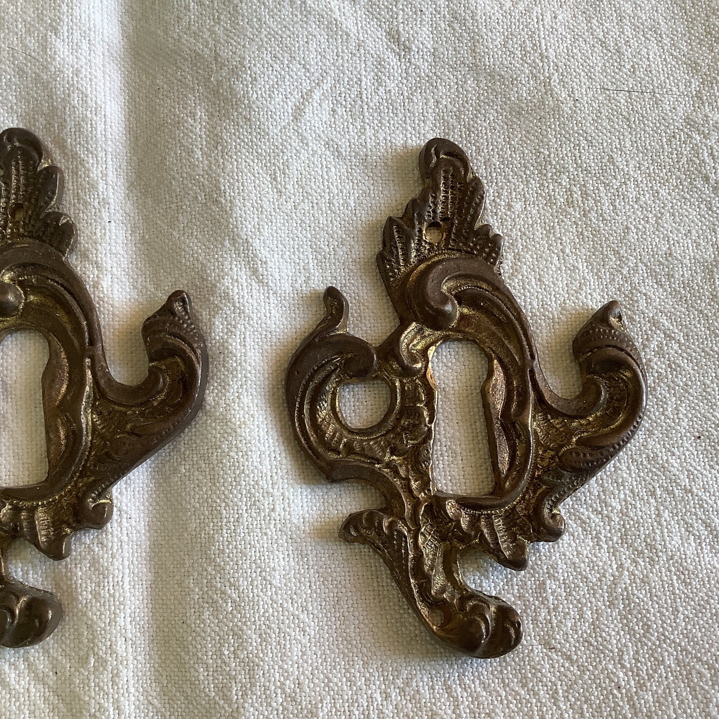 Three matching Antique Brass Keyhole Cover Escutcheon made in France in 1900s