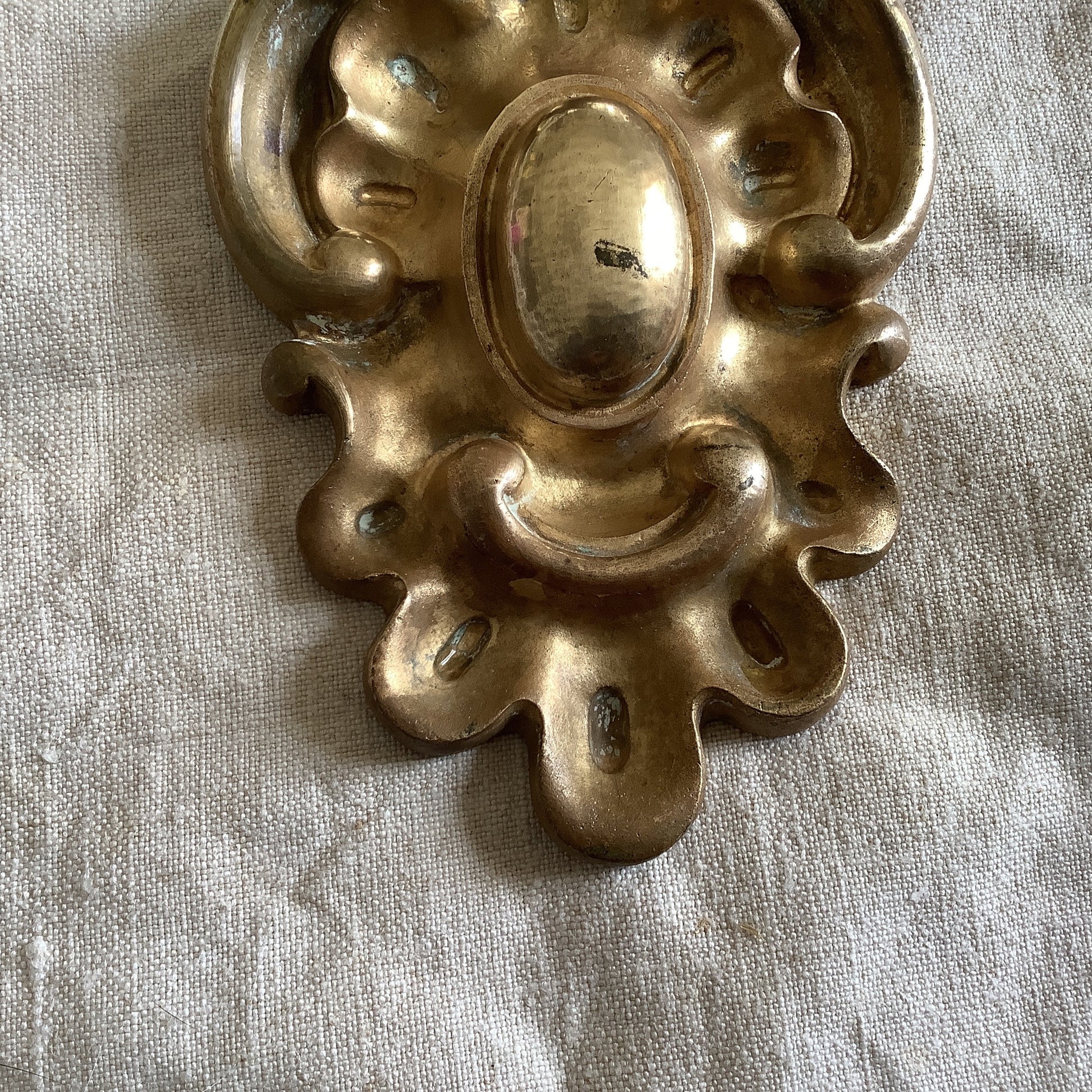 One Large Antique Brass Picture Hook Cover / Mount - 1800's Elaborate Made in France Heavy cast Ormolu