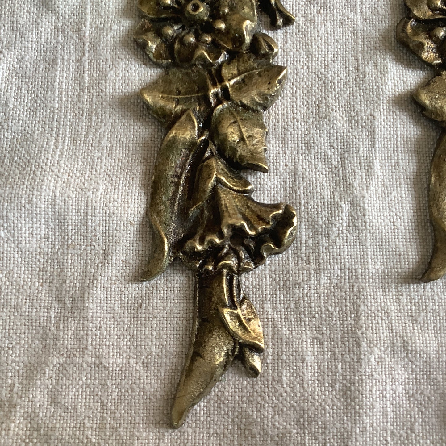 Antique French Ormolu Silver  Flowers Decorative Hardware Furniture 1900s Two  pieces