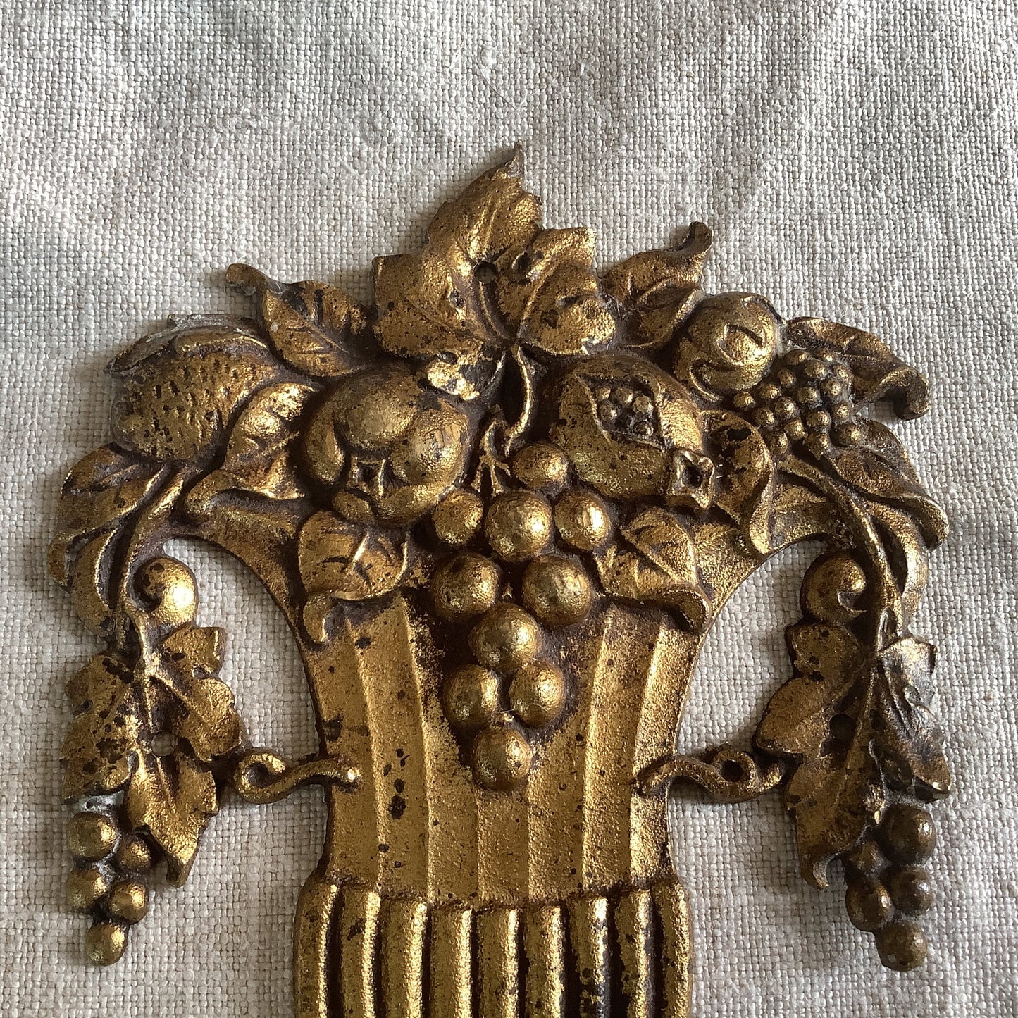 Antique French Brass Decorative Classical Hardware for Furniture 1900s One Piece made in France Classical Roman Style Vase with Grapes