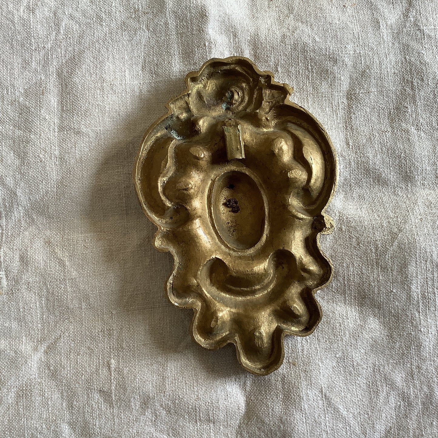 One Large Antique Brass Picture Hook Cover / Mount - 1800's Elaborate Made in France Heavy cast Ormolu