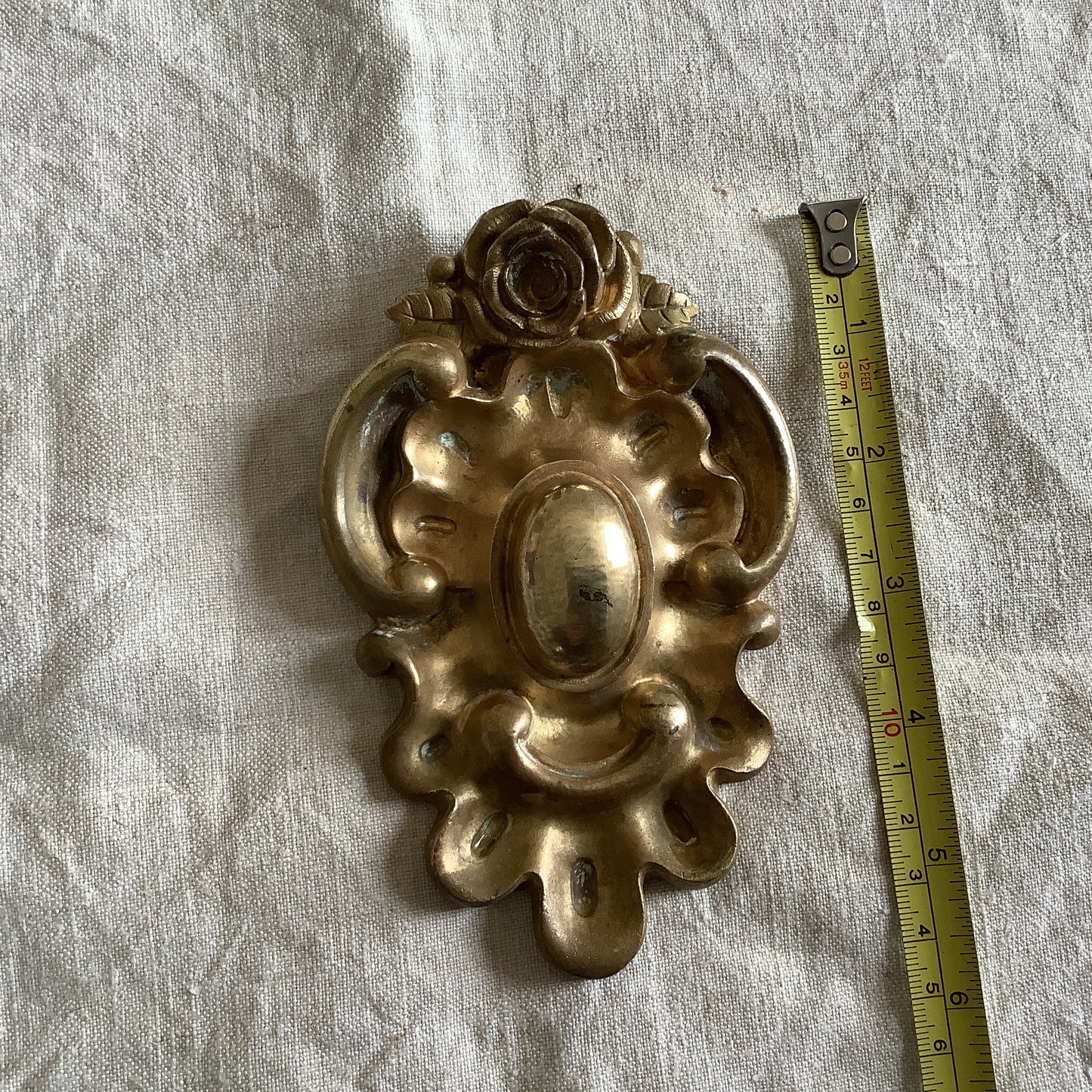 One Large Antique Brass Picture Hook Cover / Mount - 1800's Elaborate Made in France Heavy cast Ormolu