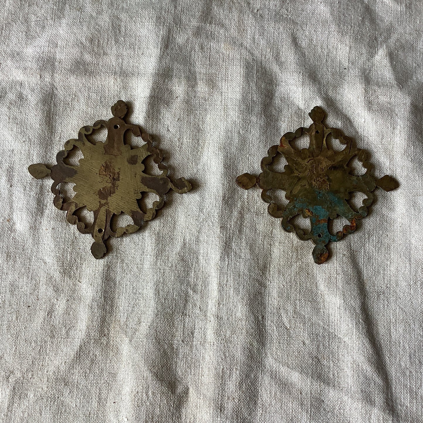 Antique French Ormolu Brass Decorative Pieces Hardware Furniture 1900s Two  pieces