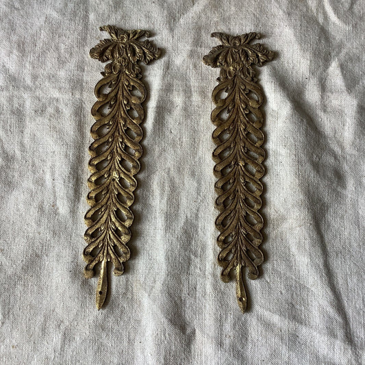 Vintage Ormolu Brass Decorative Classical Hardware Furniture made in France 1900s Two pieces Quality pieces