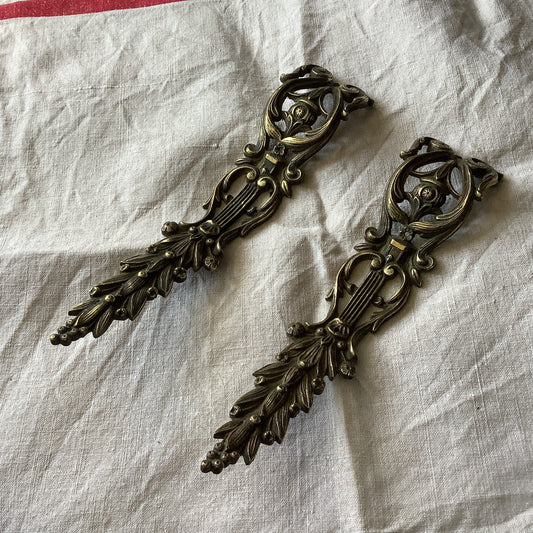 Antique French Ormolu Brass Decorative Hardware Furniture 1950s Two  pieces