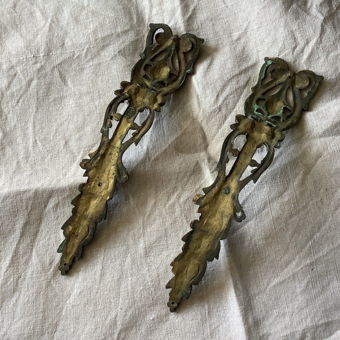 Antique French Ormolu Brass Decorative Hardware Furniture 1950s Two  pieces