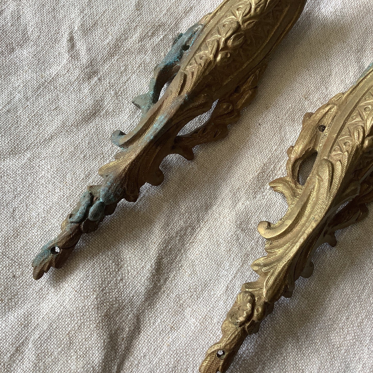 Antique French Ormolu Brass Decorative Hardware Furniture 1900s Two  pieces