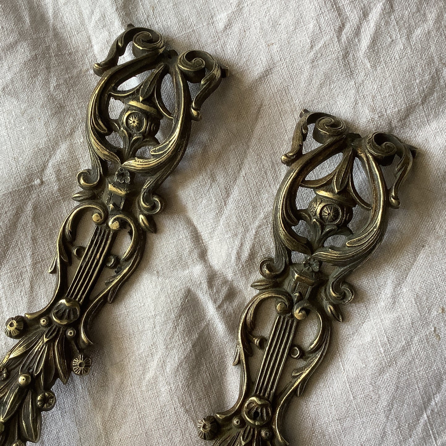 Antique French Ormolu Brass Decorative Hardware Furniture 1950s Two  pieces