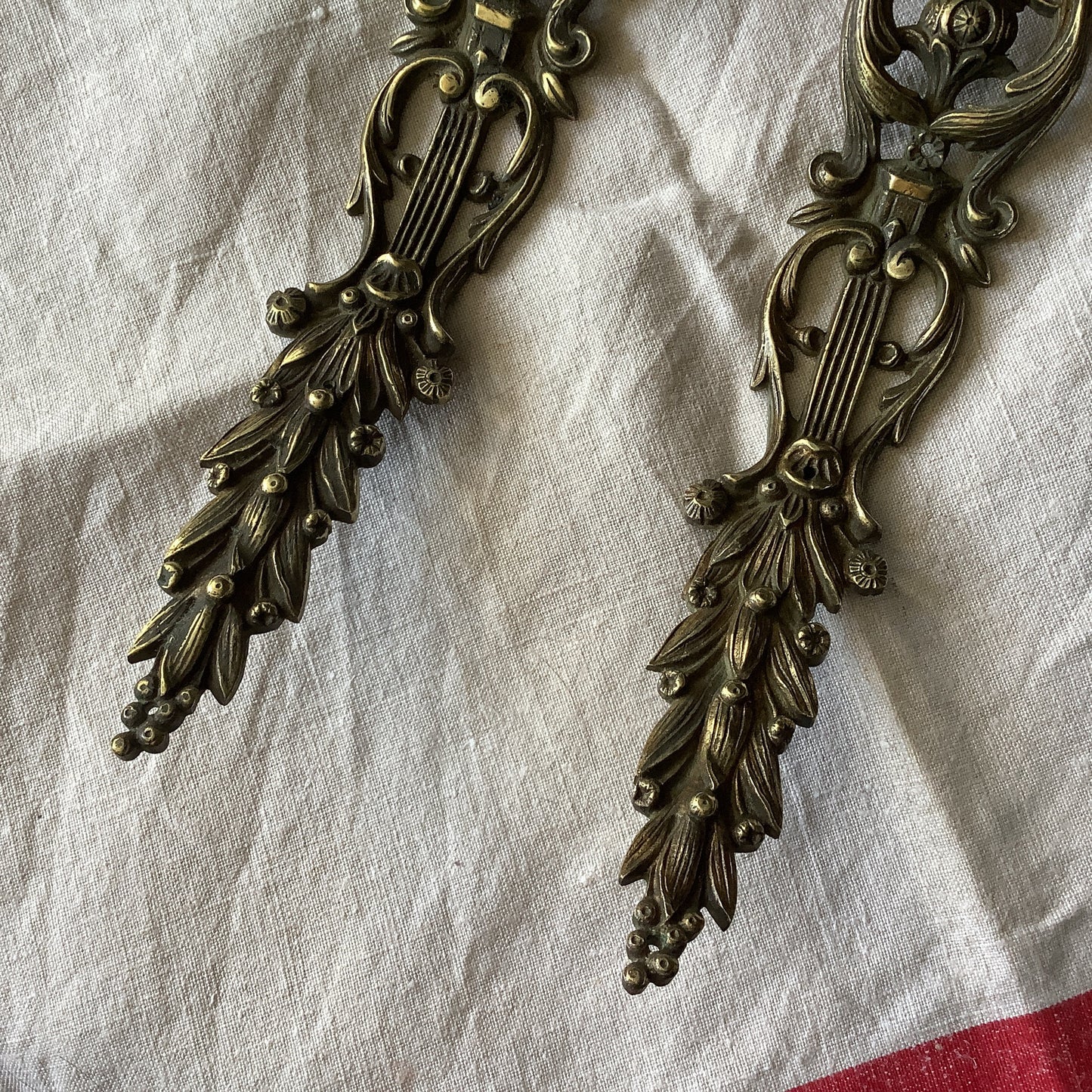 Antique French Ormolu Brass Decorative Hardware Furniture 1950s Two  pieces