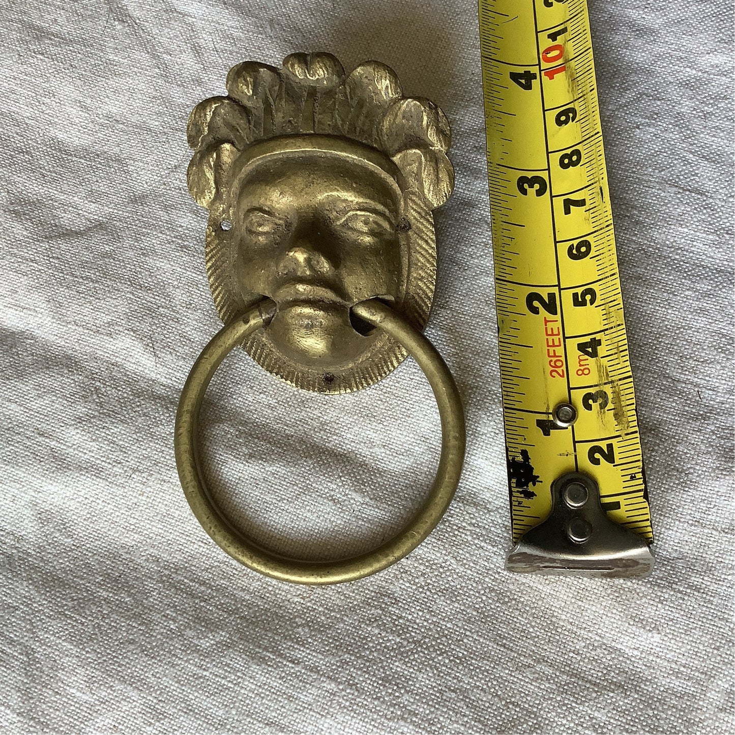 One Vintage 1900s French brass furniture handle Egyptian Goddess Woman’s Head made in France