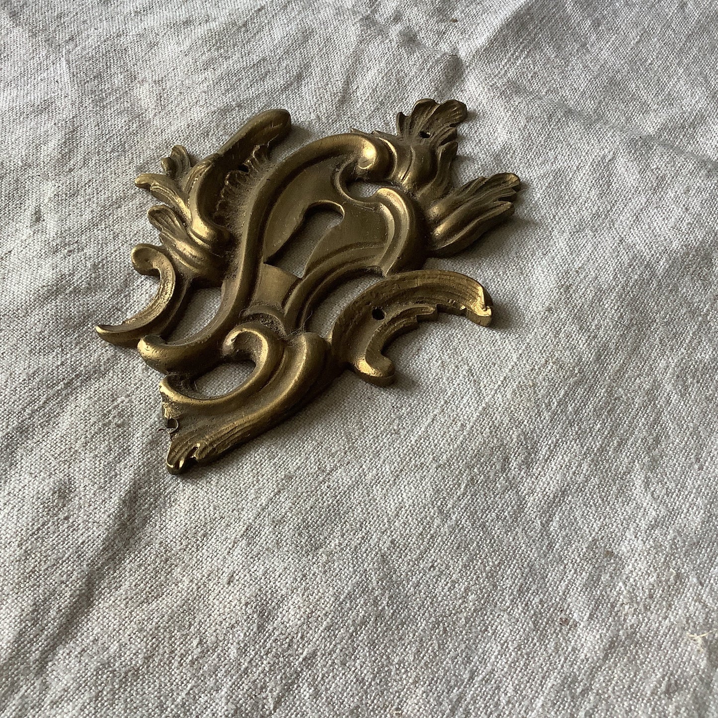 One large Antique Brass Keyhole Cover made in France in the 1900s