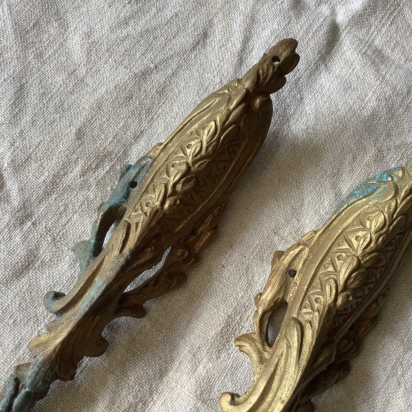 Antique French Ormolu Brass Decorative Hardware Furniture 1900s Two  pieces