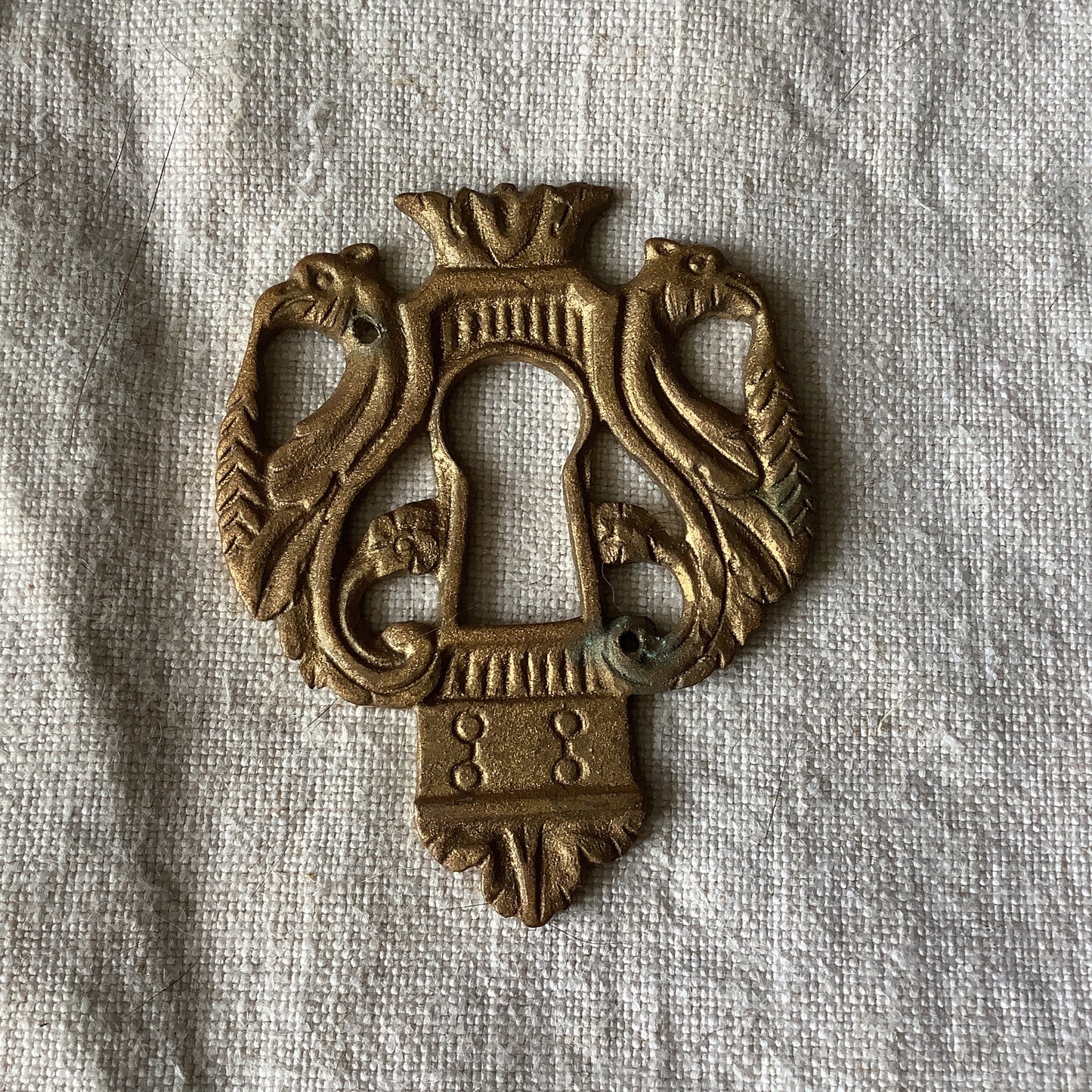 Set of two  matching Antique Brass Keyhole Cover Escutcheon made in France in the 1900s elegant pieces