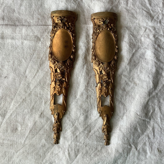 Antique French Ormolu Brass Decorative Hardware Furniture 1900s Two  pieces made in France