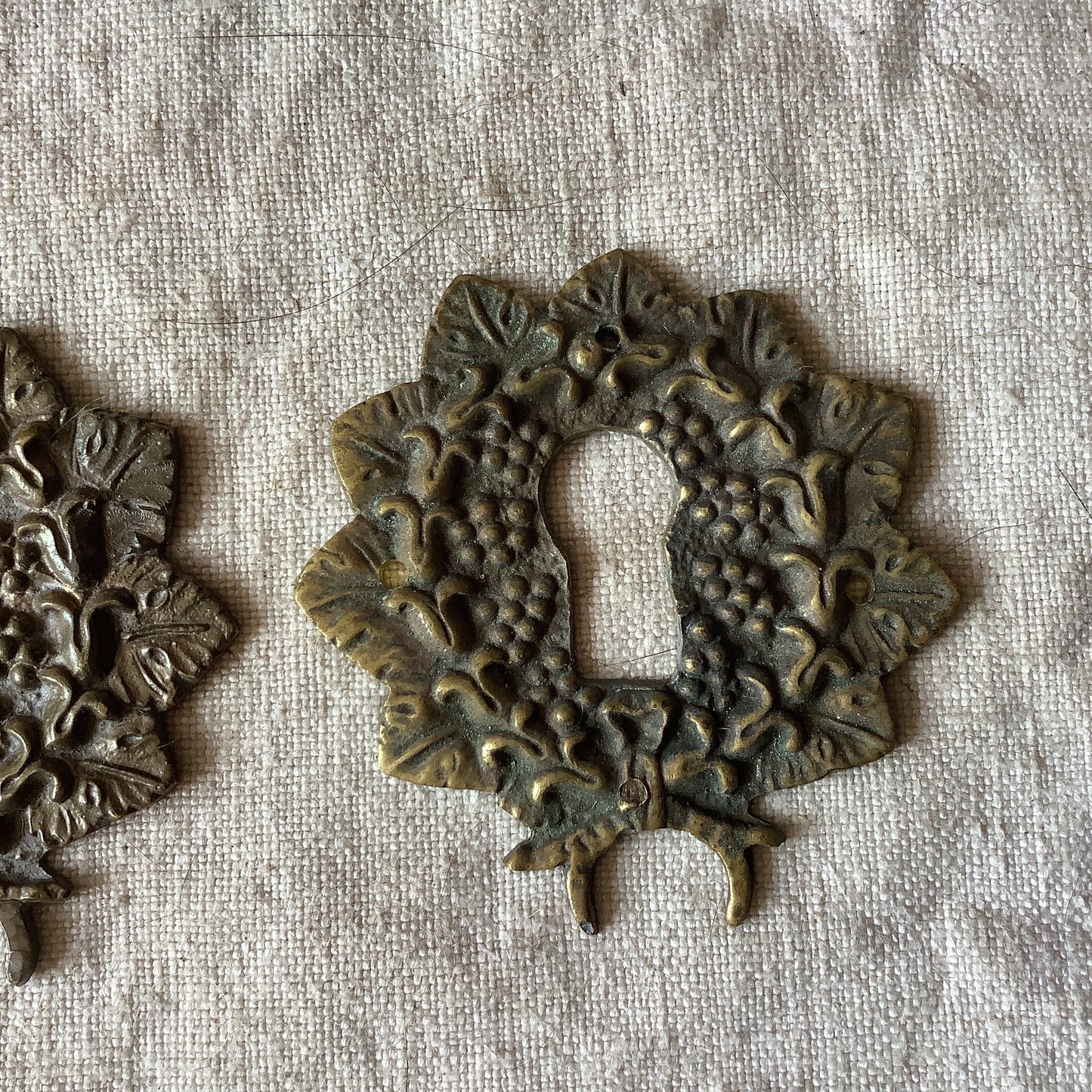 A set of Two matching Antique Brass Keyhole Cover made in France in the 1900s