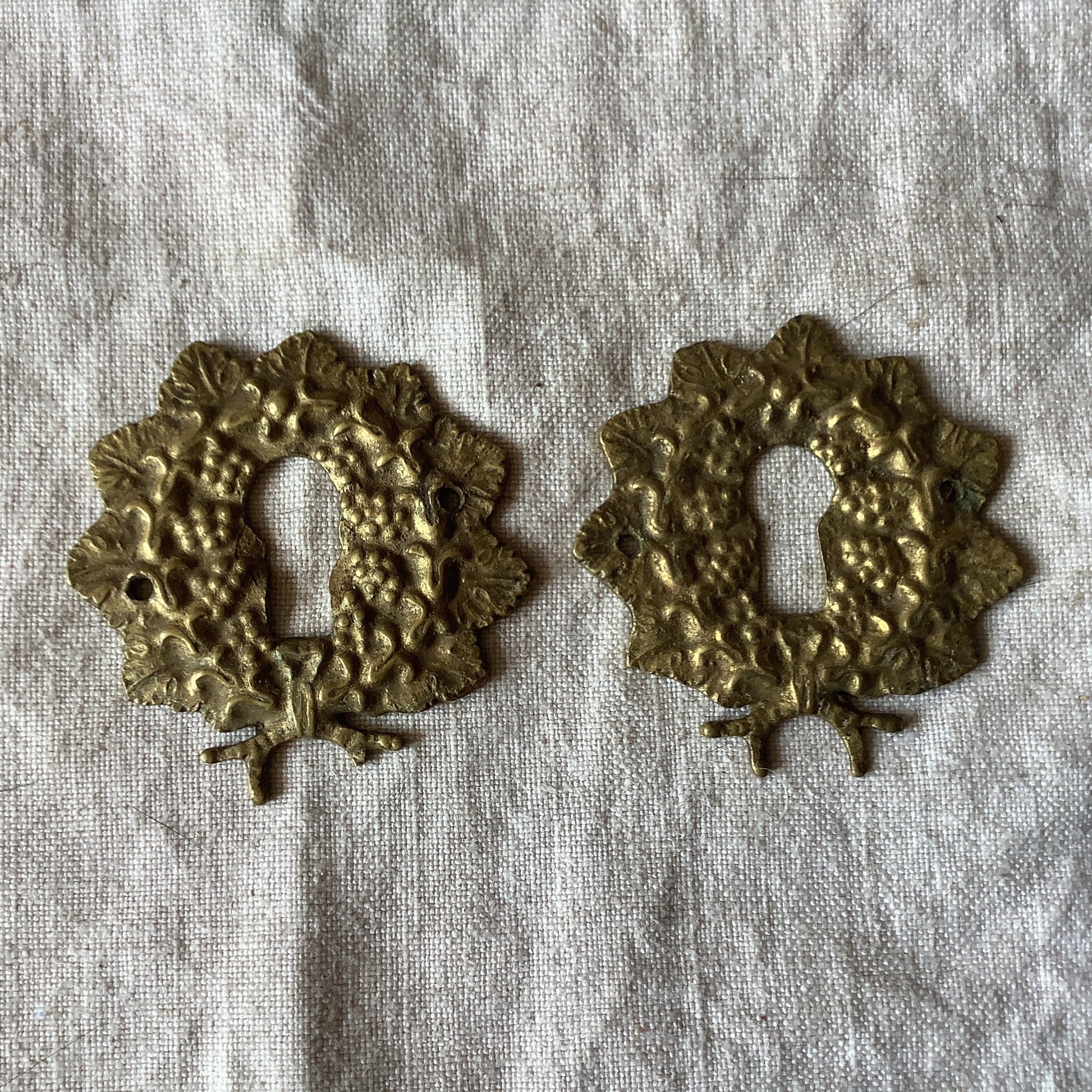 A set of Two matching Antique Brass Keyhole Cover made in France in the 1900s