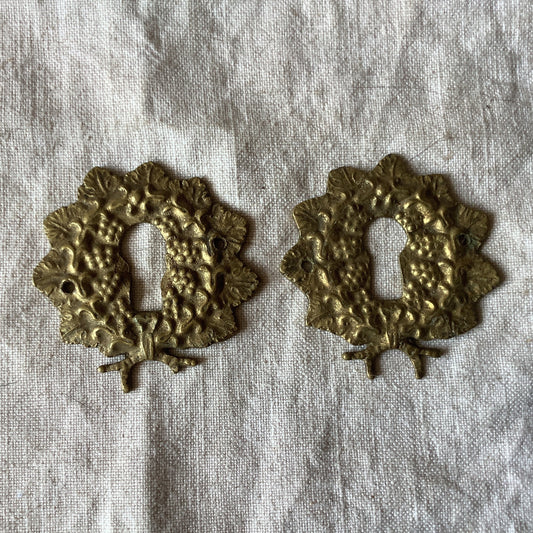 A set of Two matching Antique Brass Keyhole Cover made in France in the 1900s