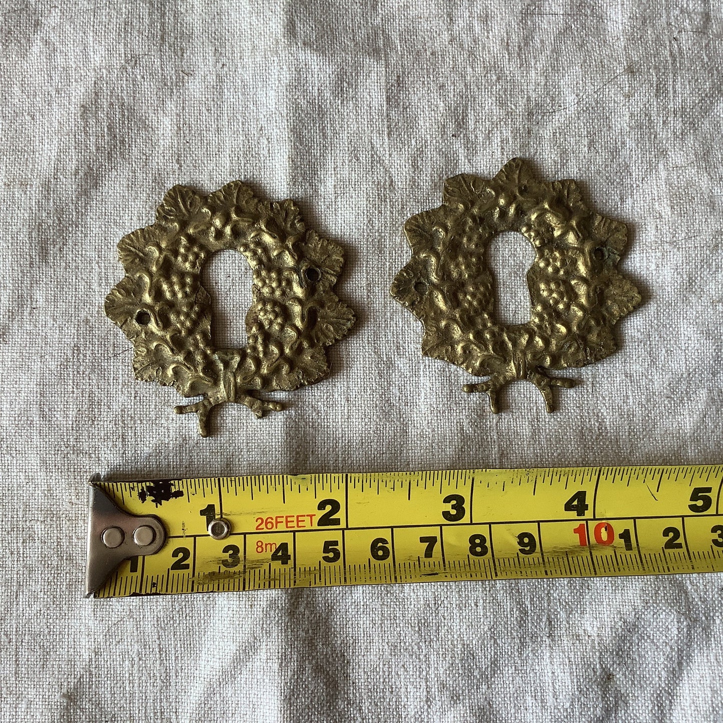 A set of Two matching Antique Brass Keyhole Cover made in France in the 1900s