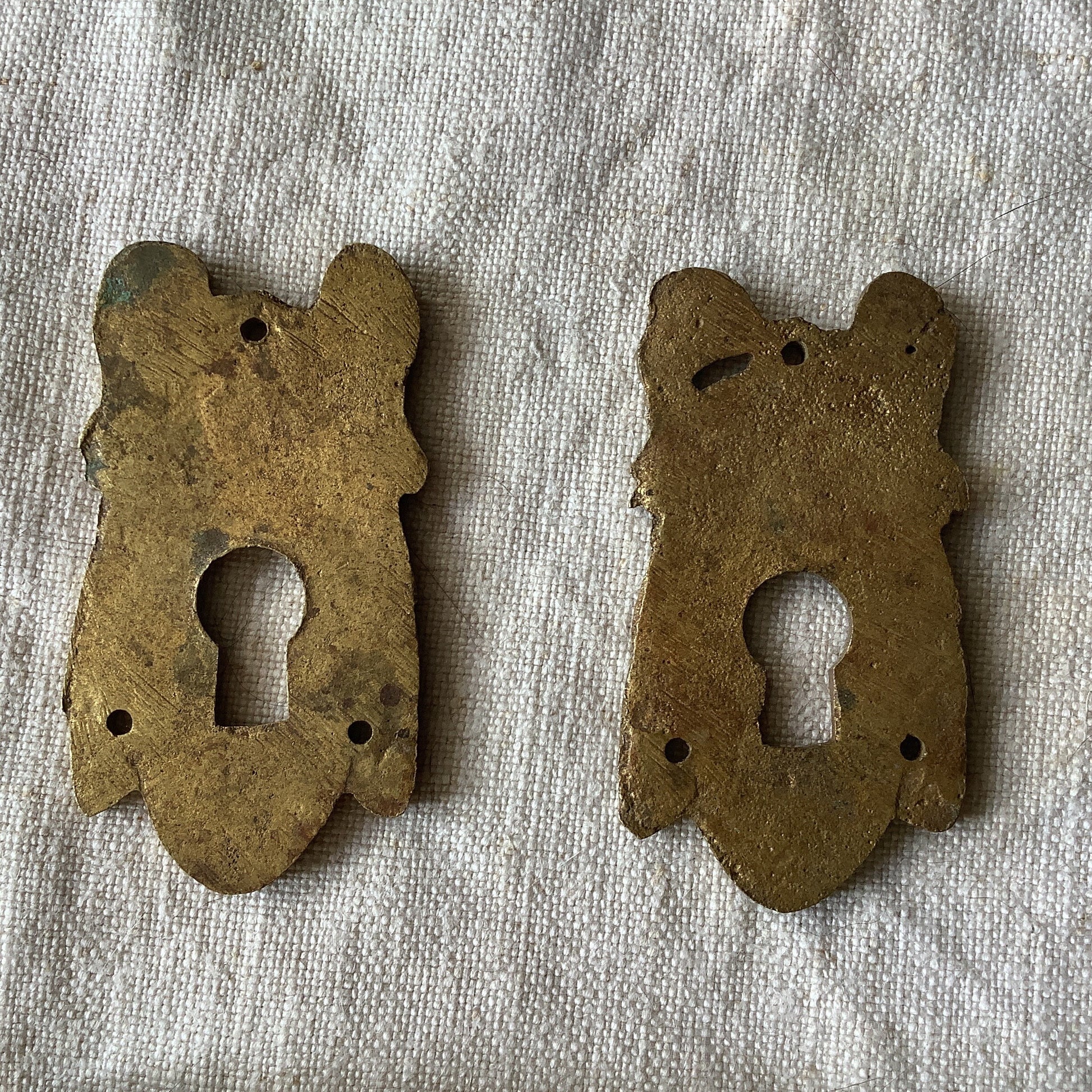 A set of Two matching Antique Brass Keyhole Cover made in France in the 1900s